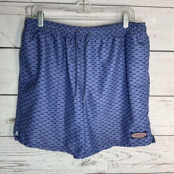 Vineyard Vines Men’s Blue Print All Over Swim Trunks/Board Shorts Size L
